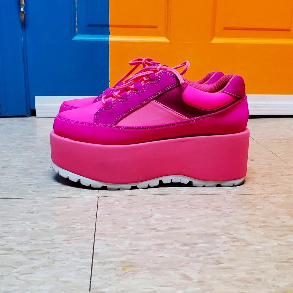 Jeffrey Campbell Pink Neoprene Flatform Sneakers